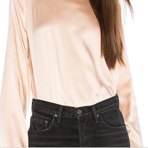 NWT--Nordstrom Rack Kendall & Kylie Stretch  Silk  Mock Neck L/S Blouse - Picture 4 of 12